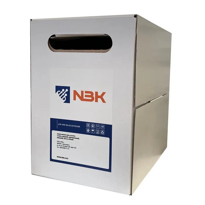 Кабель NBK U/UTP, 4 пары, Кат. 5е, медь, внешний, черный, 305м PREMIUM