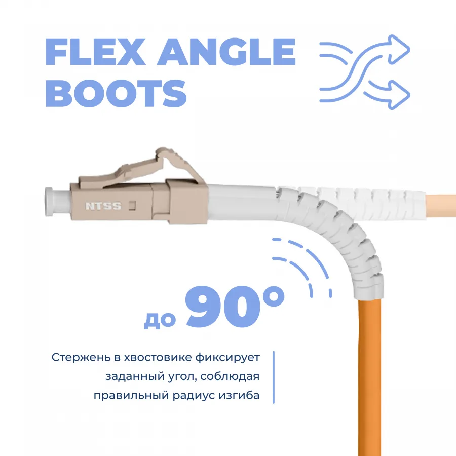 Шнур оптический NTSS dpc Flex Angle Boot LCfab/UPC-LCfab/UPC 50/125 3.0мм 3м LSZH (патч-корд)