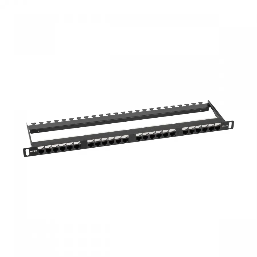 Патч-панель NTSS PREMIUM 0.5U 24 порта RJ45 UTP cat.5е, Dual IDC с задним кабельным органайзером