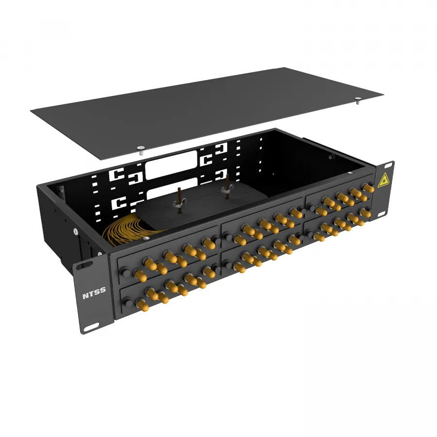 Кросс 19" NTSS PREMIUM, предсобранный 2U, 48 портов ST/UPC, 9/125 мкм, черный