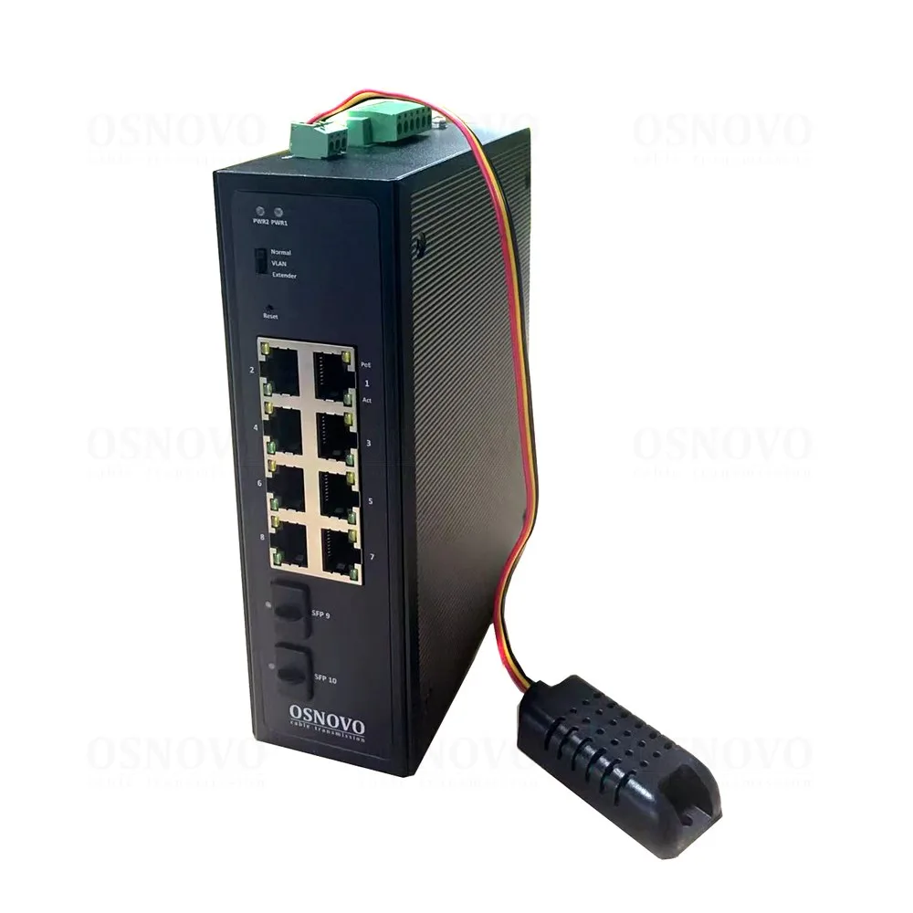 SW-80802-IM(port 90W,360W) Промышленный Web-управляемый PoE коммутатор Gigabit Ethernet на 10 портов OSNOVO