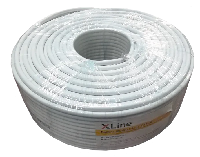 Кабель коаксиальный RG-6U X-Line белый, 100м