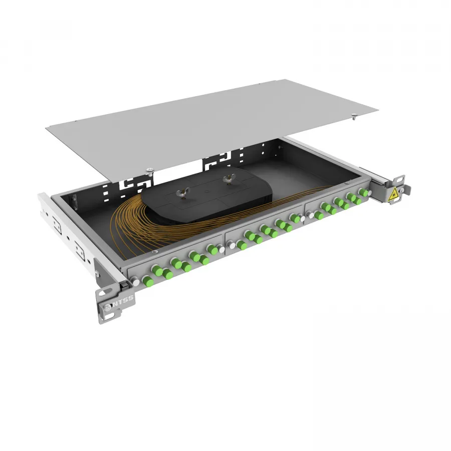 Кросс 19" NTSS PREMIUM выдвижной, предсобранный 1U, 16 портов FC/APC, 9/125 мкм