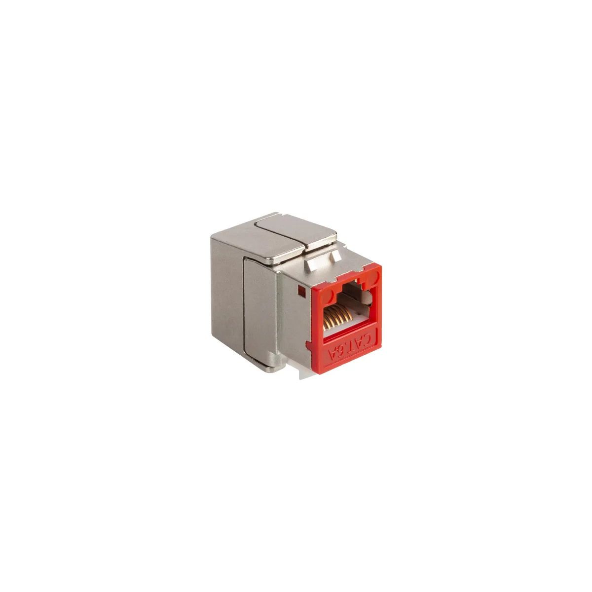 Розеточный модуль NTSS PREMIUM Keystone RJ45 FTP CAT6A 180 градусов безынструментальный короткий красный