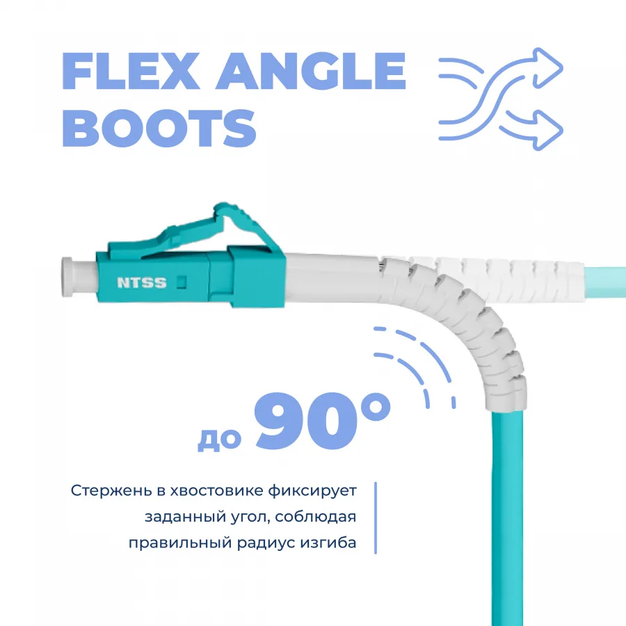 Шнур оптический NTSS dpc Flex Angle Boot LCfab/UPC-LCfab/UPC 50/125 OM3 3.0мм 1м LSZH (патч-корд)