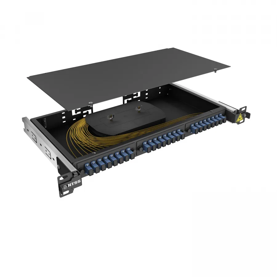 Кросс 19" NTSS PREMIUM выдвижной, предсобранный 1U, 16 портов SC/UPC, 9/125 мкм, черный