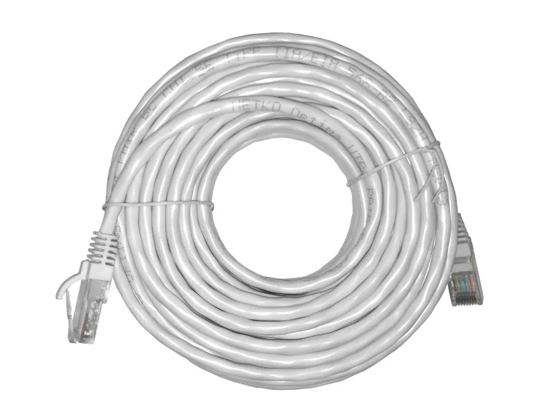 Патч-корд UTP4 cat 5e, 15,0м, ВС, LSZH, серый, литой коннектор NETKO Optima