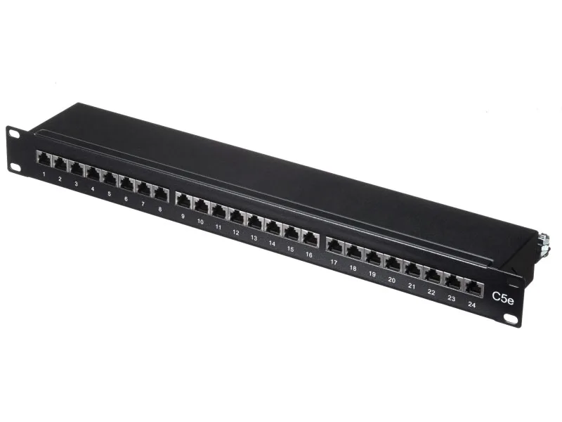 Патч-панель FTP, 19", 24 порта RJ45, cat.5е, 1U, Dual Type, черная, NETKO Expert