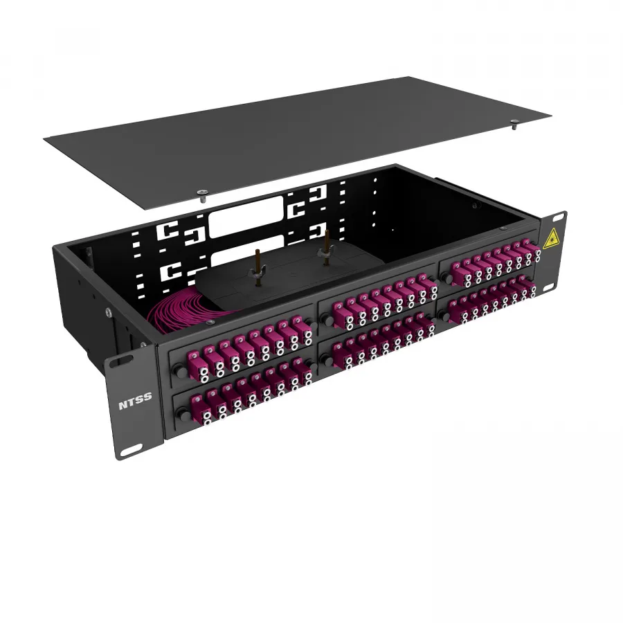 Кросс 19" NTSS PREMIUM, предсобранный 2U, 48 портов LC/UPC duplex, 50/125 мкм OM4, черный
