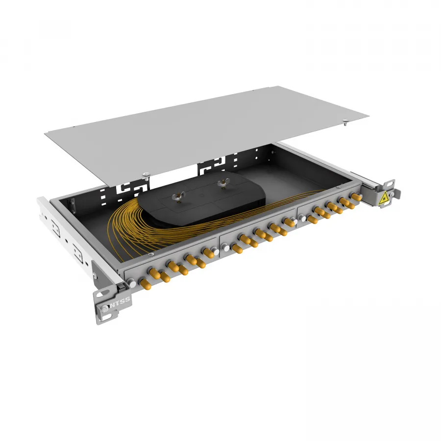 Кросс 19" NTSS PREMIUM выдвижной, предсобранный 1U, 16 портов ST/UPC, 9/125 мкм