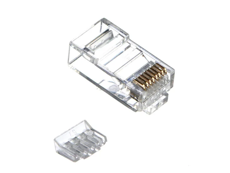 Коннектор RJ45 (8p8c) cat.6, со вставкой, для одножильного и многожильного кабеля (нож с 3-мя зубцам