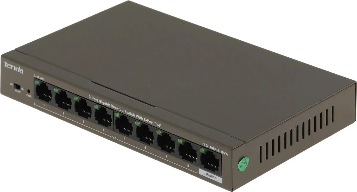 TEG1109P-8-102W 8-портовый PoE-коммутатор Tenda