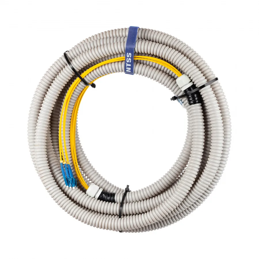 Сборка кабельная NTSS 8ов, LC/UPC-LC/UPC 50/125мкм OM3, длина 20м, вывод 0.4м, буфер 3мм (NTSS-FO-D-IN/OUT-503-8-LSZH) в гофре