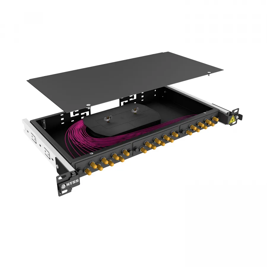 Кросс 19" NTSS PREMIUM выдвижной, предсобранный 1U, 8 портов ST/UPC, 50/125 мкм OM4, черный