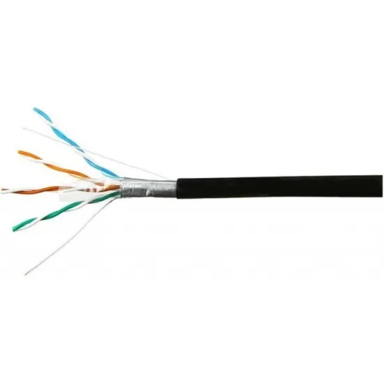 Кабель QTECH F/UTP, 4 пары, Кат. 5е, медь, внешний, черный, PE, 305 м