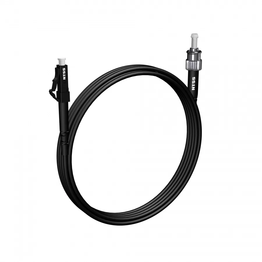 Шнур оптический NTSS spc LC/APC-ST/UPC 9/125 3.0мм 4м черный LSZH (патч-корд)