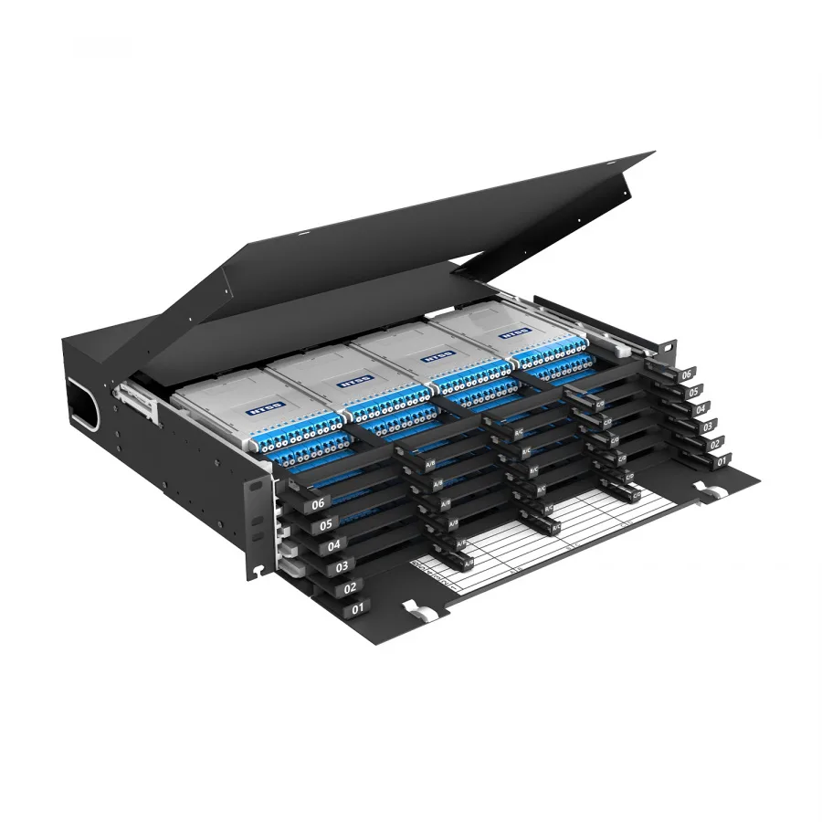Кросс распределительный стоечный выдвижной 19” NTSS PREMIUM RRDC 2U, 24 CSM MTP кассет, черный