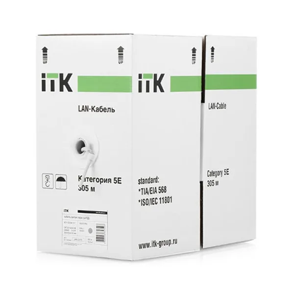 Кабель ITK U/UTP 4 пары, 24AWG, кат.5E, LSZH, внутренний, зеленый, 305м