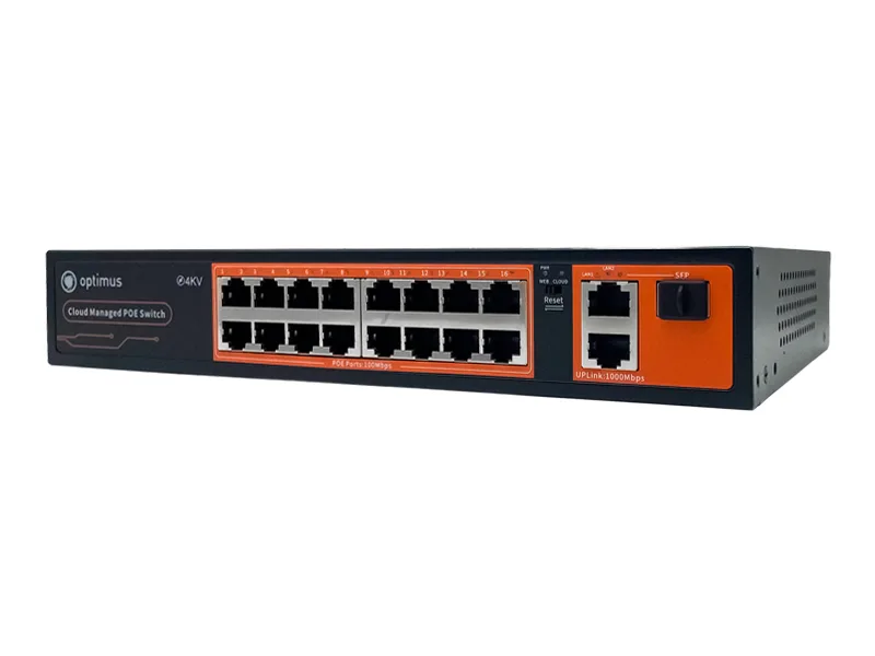 U1IC-16F/2G/1S 19-ти Портовый PoE коммутатор Optimus