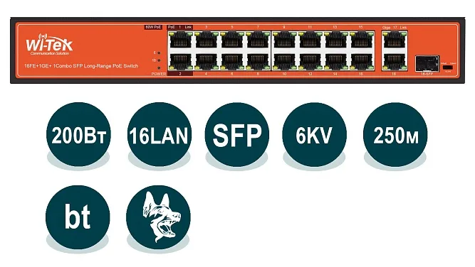 WI-PS518G v3 Неуправляемый коммутатор Wi-Tek