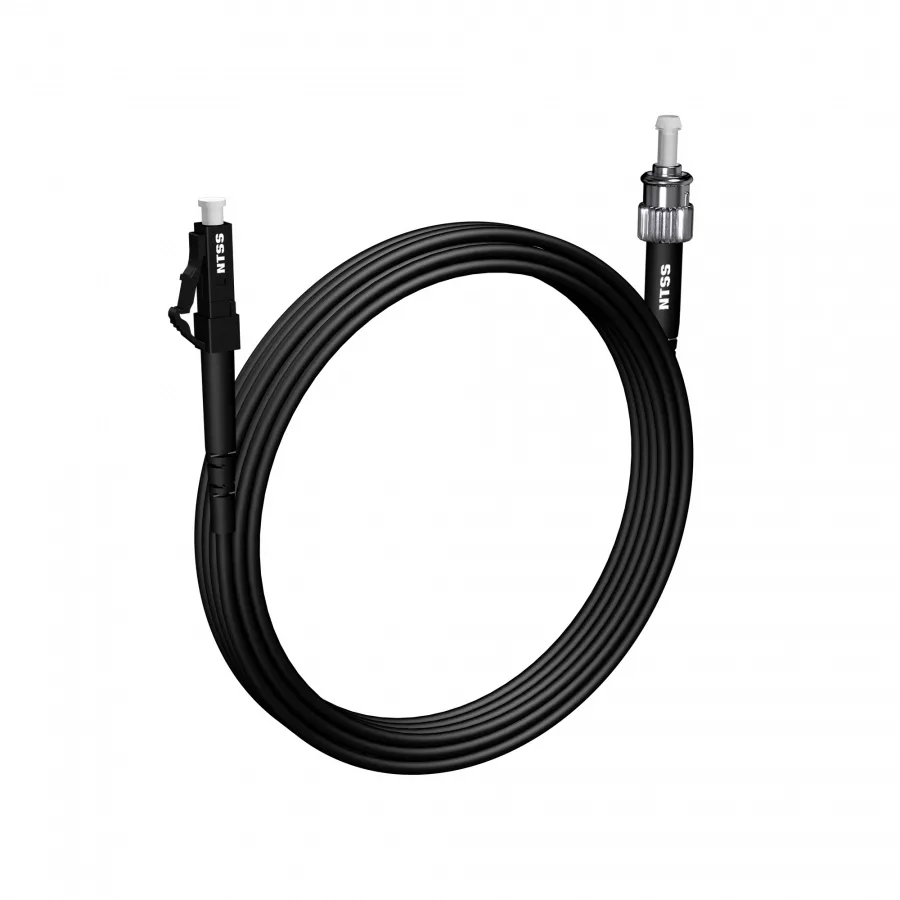 Шнур оптический NTSS spc LC/APC-ST/UPC 9/125 3.0мм 5м черный LSZH (патч-корд)