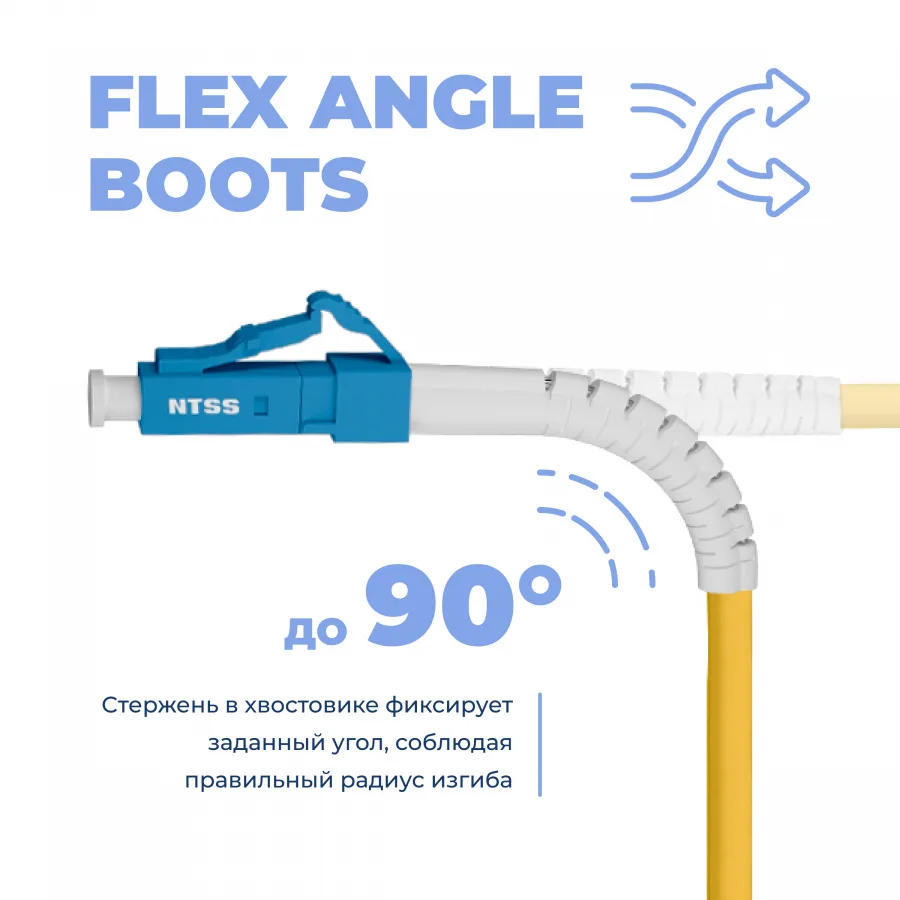 Шнур оптический NTSS dpc Flex Angle Boot LCfab/UPC-LCfab/UPC 9/125 3.0мм 1м LSZH (патч-корд)