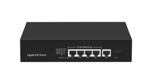 GL-SW-G005-04P(BT) Неуправляемый коммутатор PoE, 1 порт до 60Вт, 3-4 порт до 250 метров cat6, 2*1000 Мбит/с SFP, 120Вт NIKOMAX