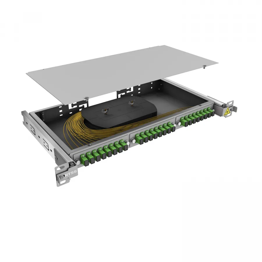 Кросс 19" NTSS PREMIUM выдвижной, предсобранный 1U, 16 портов SC/APC, 9/125 мкм