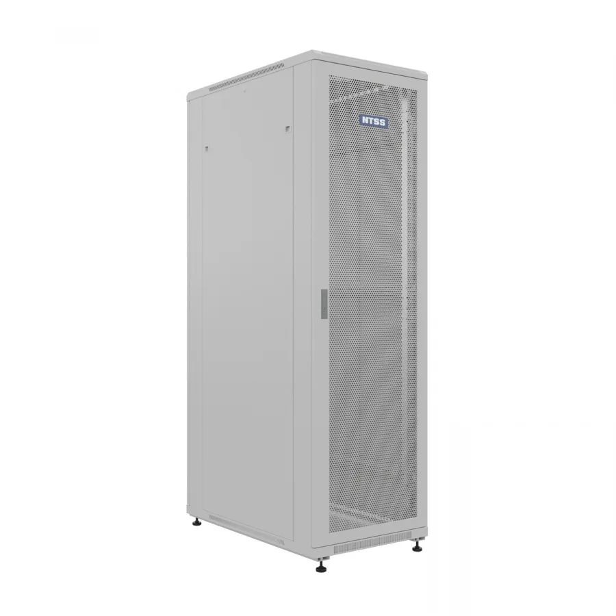 Шкаф напольный универсальный телекоммуникационный NTSS R 42U 600х1000мм, 4 профиля 19, двери перфорированная и перфорированная, боковые стенки съемные, регулируемые опоры, разобранный, серый RAL 7035