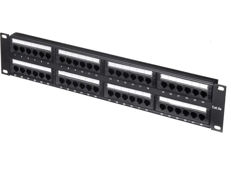 Патч-панель UTP, 19", 48 портов RJ45, cat.5е, 2U, Dual Type, "L"