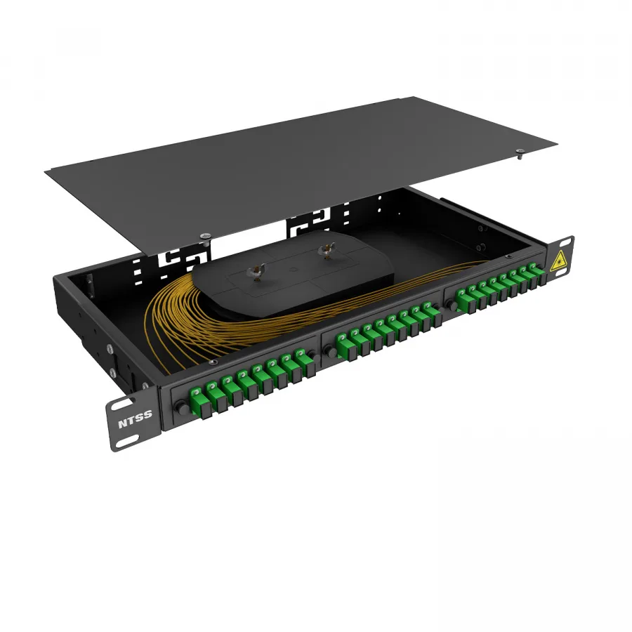 Кросс 19" NTSS PREMIUM, предсобранный 1U, 12 портов SC/APC, 9/125 мкм, черный
