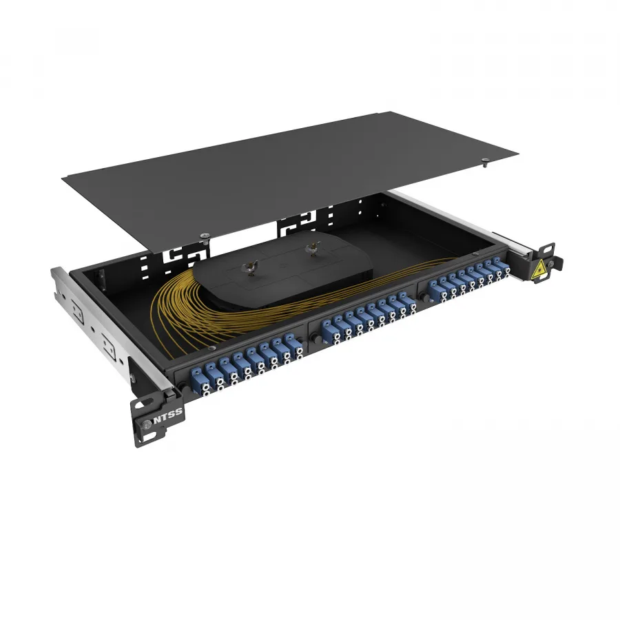Кросс 19" NTSS PREMIUM выдвижной, предсобранный 1U, 8 портов LC/UPC duplex, 9/125 мкм, черный