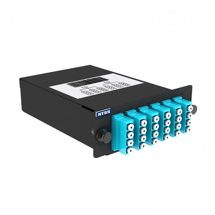 Кассета кроссовая NTSS PREMIUM 2 разъема MTP/UPC (male) 50/125 OМ3, на 24 LC/UPС (6 QLC/UPC), полярность А, черный