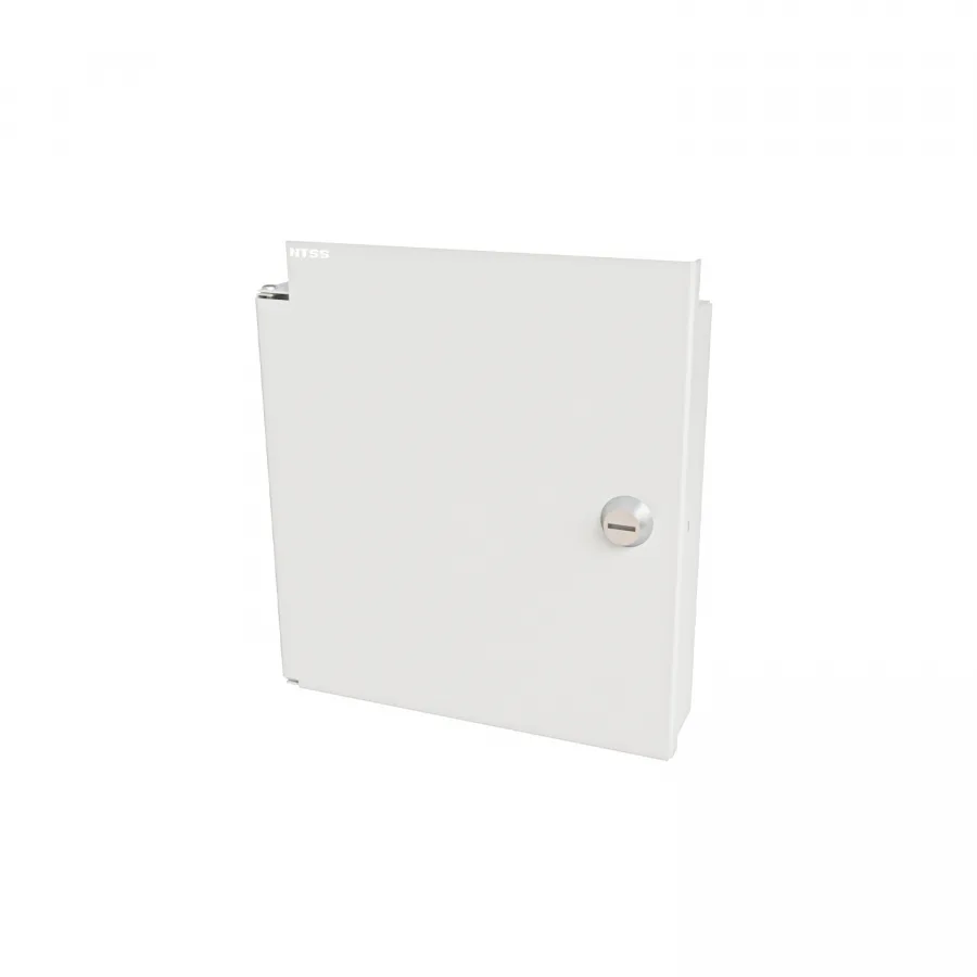 Кросс NTSS оптический настенный Мини, укомплектованный, 6 портов LC/UPC duplex, 50/125 мкм ОМ3 (планка, ложемент, пигтейлы, КДЗС, адаптеры) серый RAL 7035