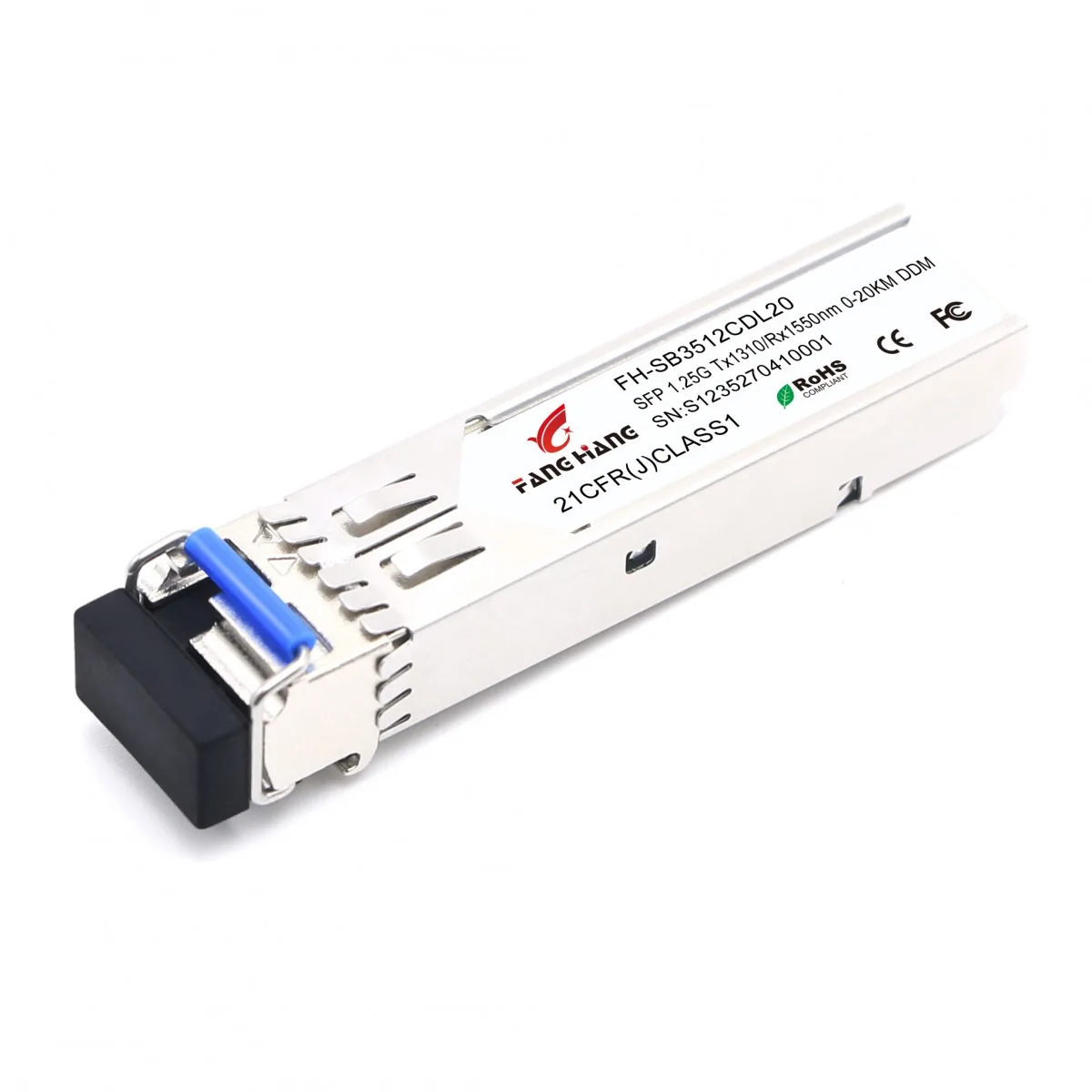 SFP модуль WDM, 20 км, 1.25 G, TX 1310 нм, RX 1550 нм, LC, DDM (FH-SB3512CDL20)