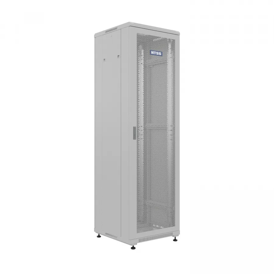 Шкаф напольный универсальный телекоммуникационный NTSS R 32U 600х600мм, 4 профиля 19, двери перфорированная и перфорированная, боковые стенки съемные, регулируемые опоры, разобранный, серый RAL 7035