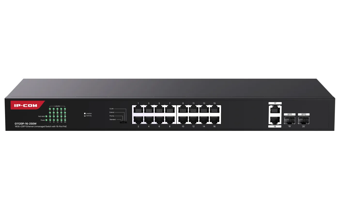 G1120P-16-250W 20-ти портовый неуправляемый PoE коммутатор IP-COM
