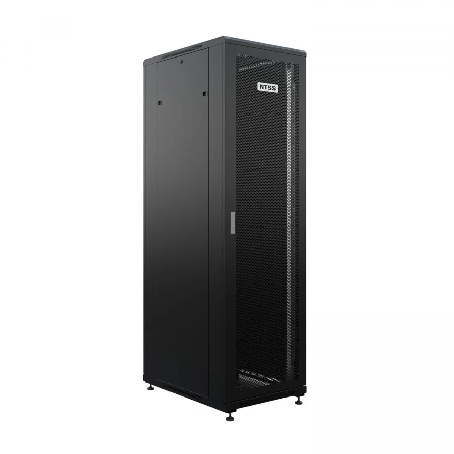 Шкаф напольный универсальный телекоммуникационный NTSS R 47U 600х800мм, 4 профиля 19, двери перфорированная и сплошная металл, боковые стенки съемные, регулируемые опоры, разобранный, черный RAL 9005