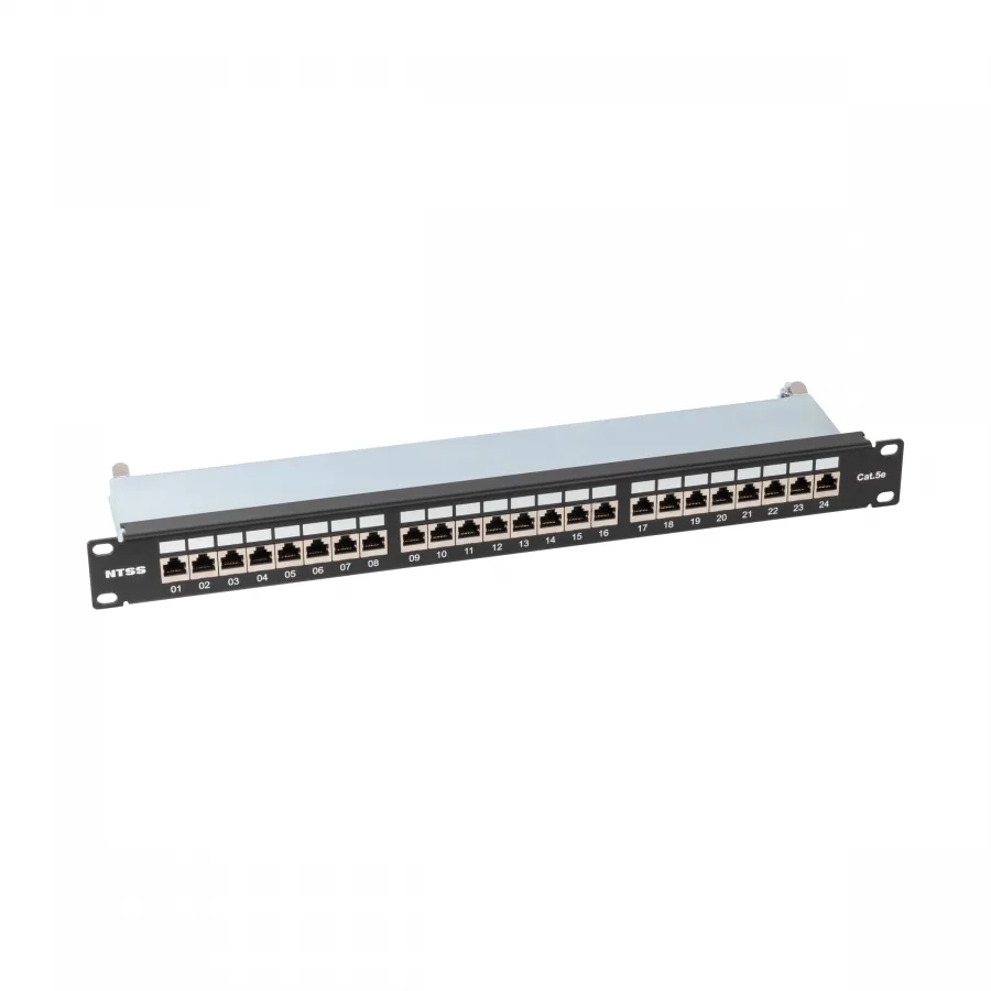 Патч-панель NTSS PREMIUM 1U 24 порта RJ45 FTP cat.5е, Krone IDC (инструмент в комплекте), с органайзером