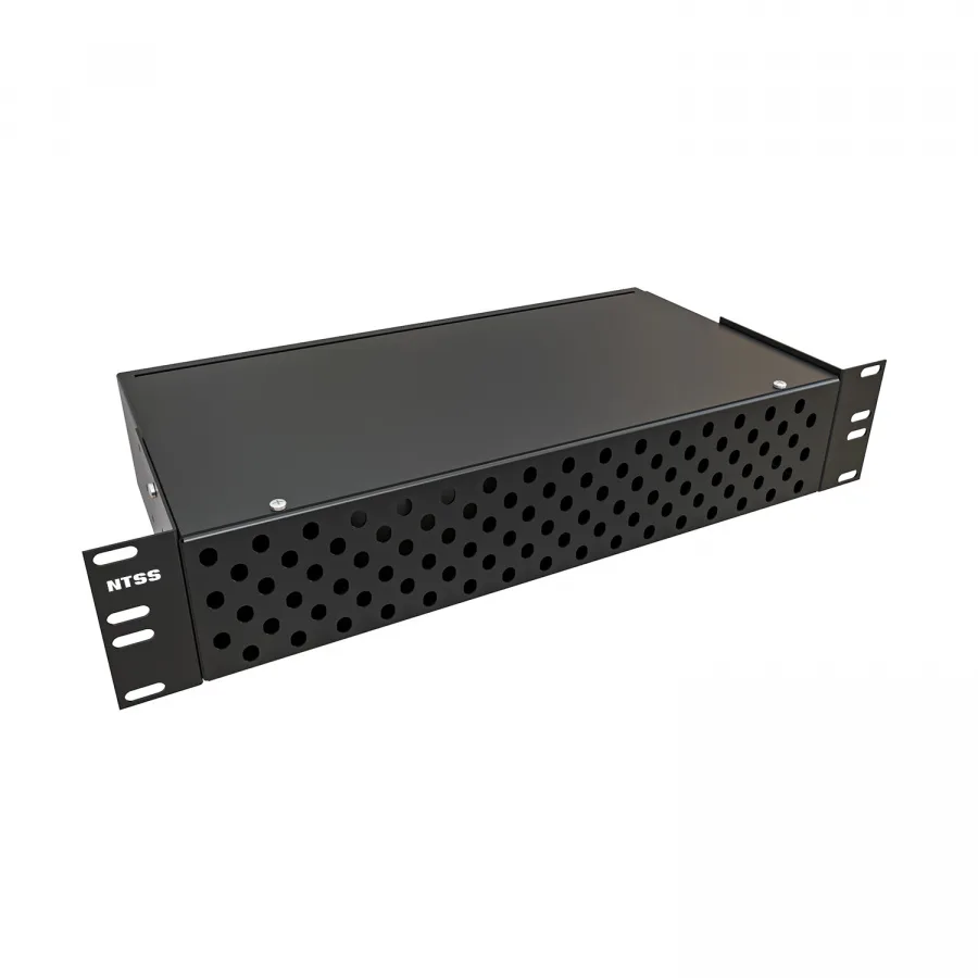 Кросс NTSS оптический 19'' укомплектованный 2U, 96 портов ST/UPC, 50/125 мкм ОМ4 (сплошная панель, сплайс-кассета 3шт, пигтейлы, КДЗС, адаптеры) черный RAL 9005