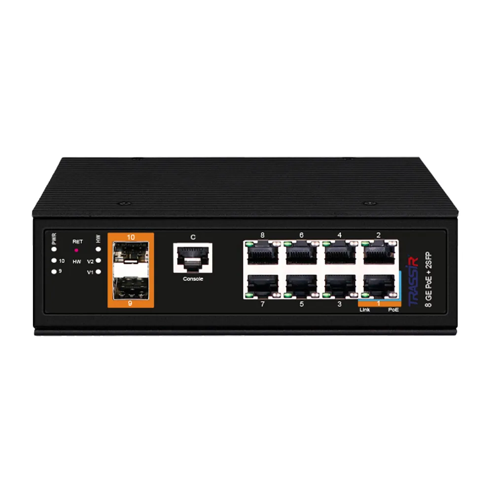 TR-NS25102S-300-8POE Управляемый PoE-коммутатор с 8 портами TRASSIR