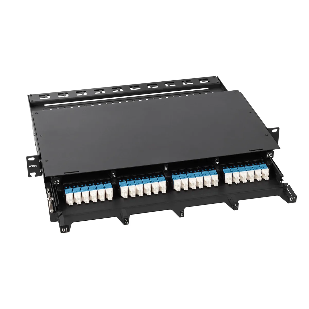Кросс распределительный стоечный выдвижной 19” NTSS PREMIUM 1U, 8 CSM5 кассет, черный