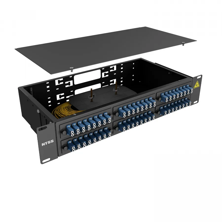 Кросс 19" NTSS PREMIUM, предсобранный 2U, 48 портов LC/UPC duplex, 9/125 мкм, черный