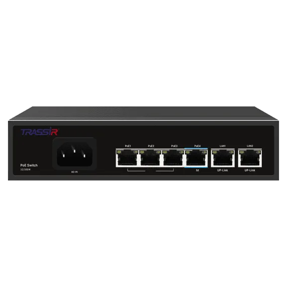 TR-NS1206-65-4PoE Неуправляемый Fast Ethernet РоЕ-коммутатор TRASSIR