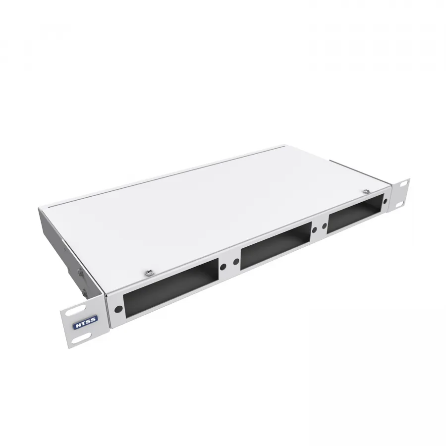 Кросс NTSS оптический 19'' укомплектованный 1U, 16 портов LC/APC duplex, 9/125 мкм (планки, сплайс-кассета, пигтейлы, КДЗС, адаптеры) серый RAL 7035