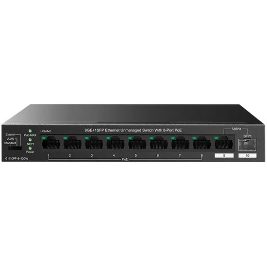 G1110PF-8-120W 10-ти портовый неуправляемый PoE коммутатор IP-COM