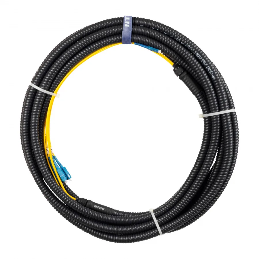 Сборка кабельная NTSS 16ов, SC/UPC-SC/UPC 9/125мкм, длина 20м, вывод 0.4м, буфер 3мм (NTSS-FO-D-IN/OUT-9-16-LSZH) в металлорукаве