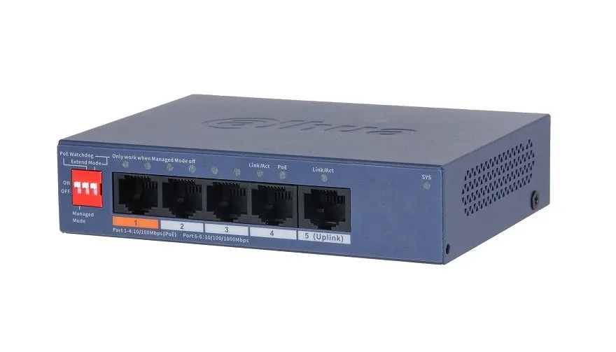 DH-CS4005-4ET1GT-60 4-портовый PoE коммутатор с функцией облачного управления Dahua