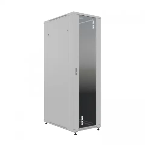 Шкаф напольный универсальный телекоммуникационный NTSS R 42U 800х1000мм, 4 профиля 19, двери стекло и сплошная металл, боковые стенки съемные, регулируемые опоры, разобранный, серый RAL 7035