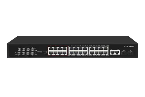 GL-SW-F005-24P Неуправляемый коммутатор PoE, 24*10/100 Мбит/с PoE (802.3af/at), 9-24 порт до 250 метров cat6, VLAN, 300Вт NIKOMAX